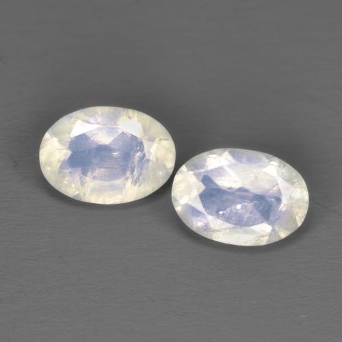 Gemas de piedra de luna arcoíris blanco natural de 1,43 ct, corte óvalo, transparente