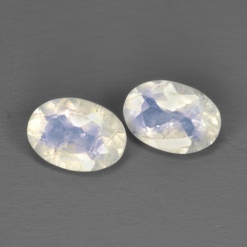 Gemas de piedra de luna arcoíris blanco natural de 1,43 ct, corte óvalo, transparente
