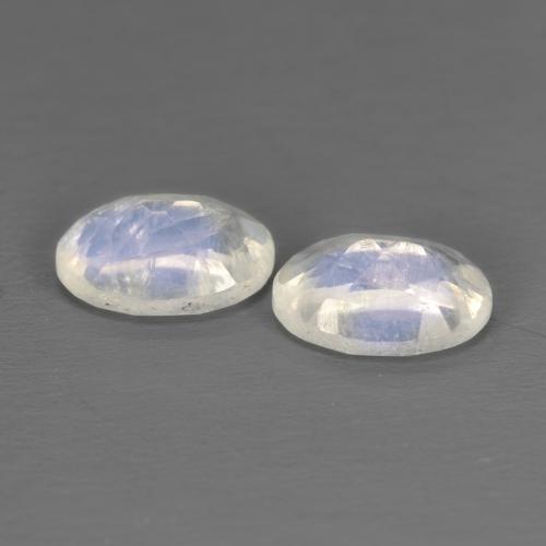Gemas de piedra de luna arcoíris blanco natural de 1,43 ct, corte óvalo, transparente