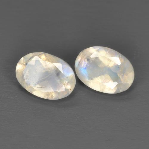 Gemas de piedra de luna arcoíris blanco natural de 1,45 ct, corte óvalo, transparente