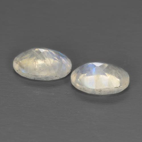 Gemas de piedra de luna arcoíris blanco natural de 1,45 ct, corte óvalo, transparente