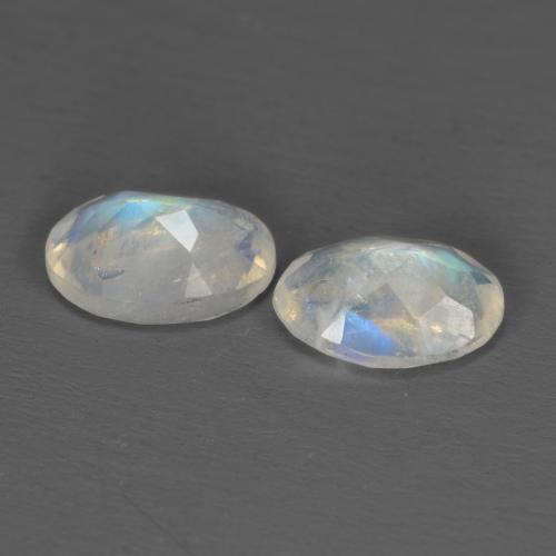 Gemas de piedra de luna arcoíris blanco natural de 1,40 ct, corte óvalo, transparente