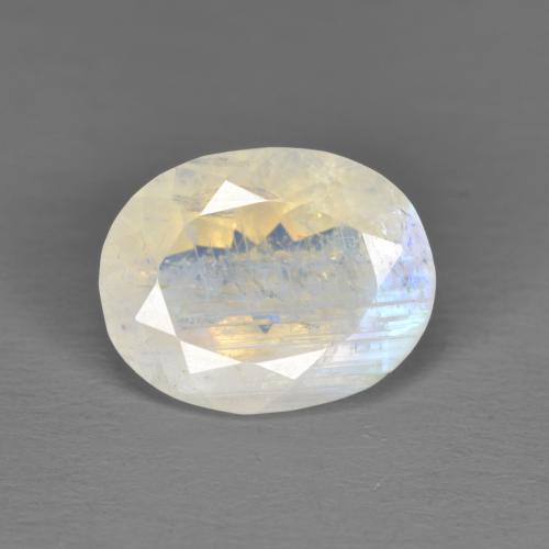 Piedra de luna arcoíris blanco natural de 2,25 ct, corte óvalo, translúcido