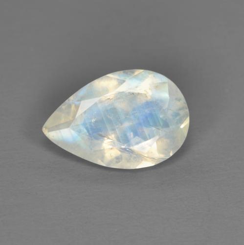 Piedra lunar arcoíris Blanco azulado natural de 1.34 ct, En forma de pera, Transparente