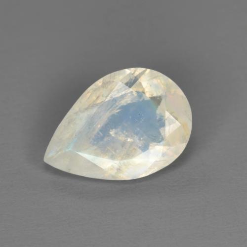Piedra de luna arcoíris blanco natural de 1,40 ct, en forma de pera, transparente