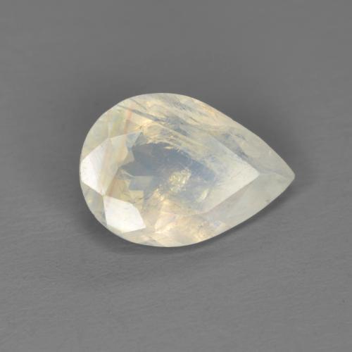 Piedra de luna arcoíris blanco natural de 1,40 ct, en forma de pera, transparente