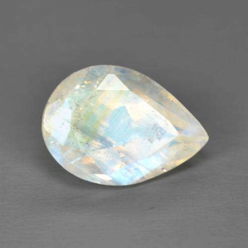 Piedra de luna arcoíris blanco natural de 1,92 ct, en forma de pera, transparente