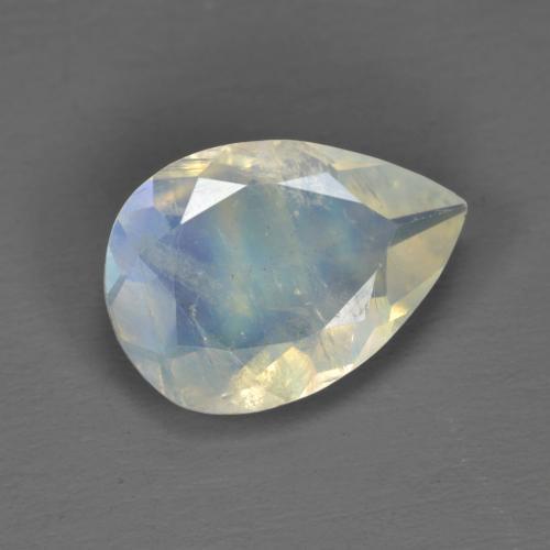 Piedra de luna arcoíris blanco natural de 1,40 ct, en forma de pera, transparente
