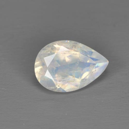 Piedra lunar arcoíris Blanco azulado natural de 1.35 ct, En forma de pera, Transparente