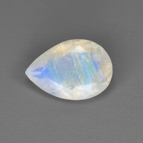 Piedra de luna arcoíris blanco natural de 1,62 ct, en forma de pera, translúcido