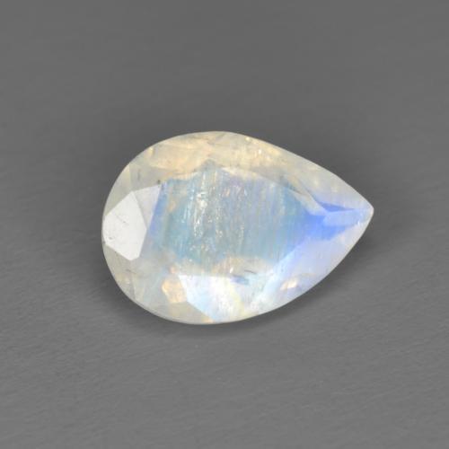 Piedra de luna arcoíris blanco natural de 1,62 ct, en forma de pera, translúcido
