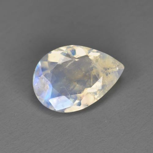 Piedra de luna arcoíris blanco natural de 1,58 ct, en forma de pera, transparente