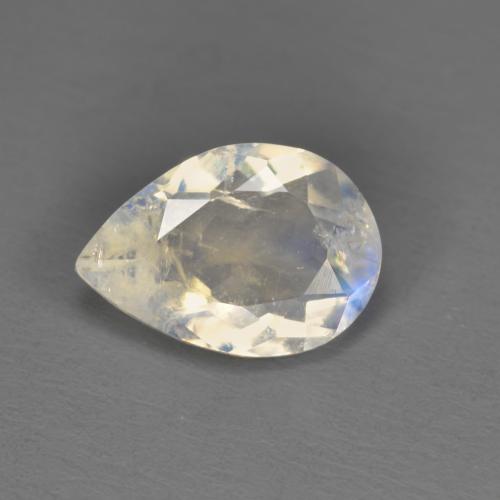 Piedra de luna arcoíris blanco natural de 1,58 ct, en forma de pera, transparente
