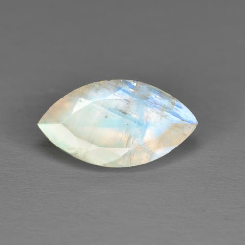 Piedra de luna arcoíris blanco natural de 1,92 ct, marquesa, translúcido