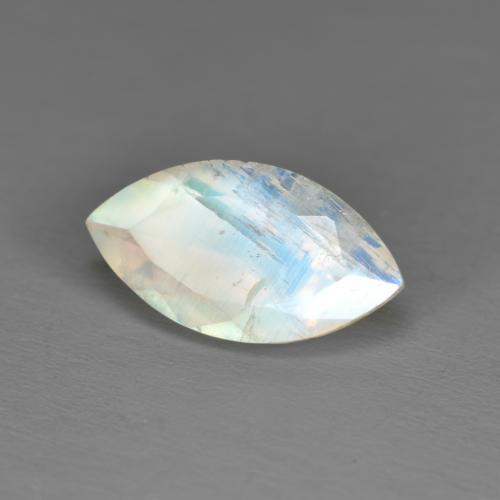 Piedra de luna arcoíris blanco natural de 1,92 ct, marquesa, translúcido