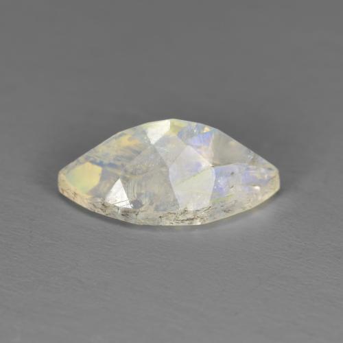 Piedra de luna arcoíris blanco natural de 1,92 ct, marquesa, translúcido