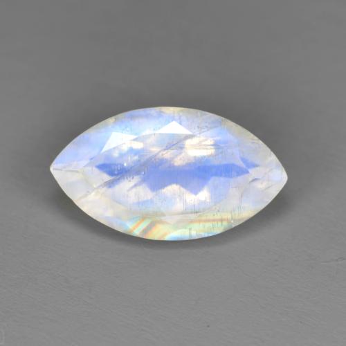 Piedra de luna arcoíris blanco natural de 2,62 ct, marquesa, translúcido
