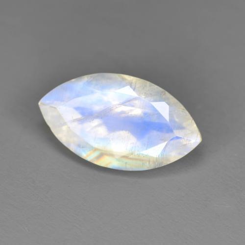 Piedra de luna arcoíris blanco natural de 2,62 ct, marquesa, translúcido