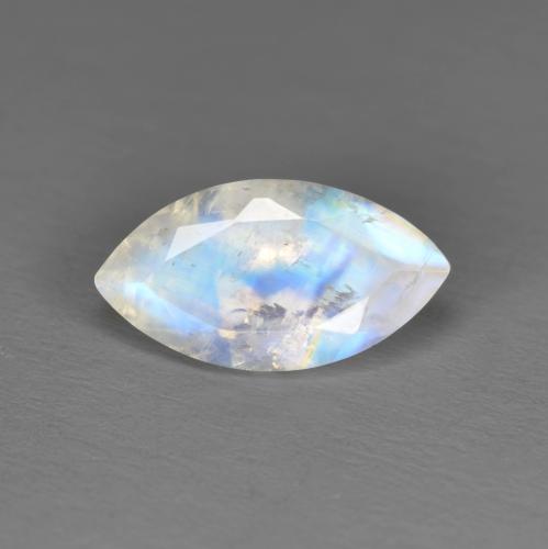 Piedra de luna arcoíris blanco natural de 1,73 ct, marquesa, translúcido