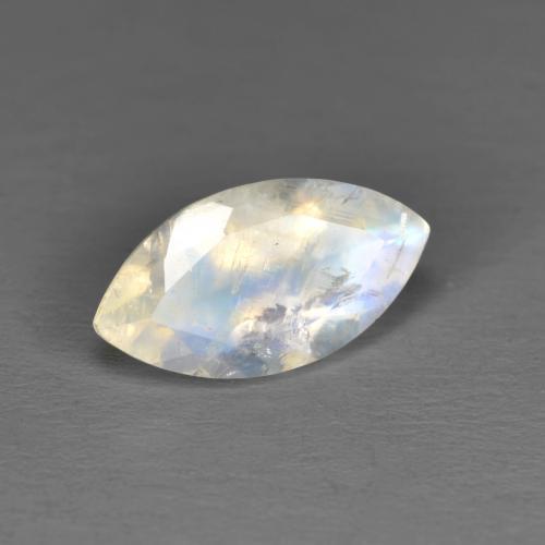 Piedra de luna arcoíris blanco natural de 1,73 ct, marquesa, translúcido
