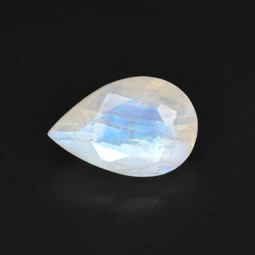 Piedra de luna arcoíris blanco natural de 1,37 ct, en forma de pera, translúcido