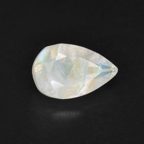 Piedra de luna arcoíris blanco natural de 1,36 ct, en forma de pera, translúcido