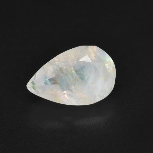 Piedra de luna arcoíris blanco natural de 1,36 ct, en forma de pera, translúcido