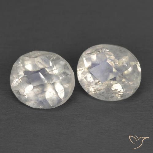 Gemas de Piedra lunar arcoíris Blanco azulado natural de 2.39 ct, Ovalada, Transparente