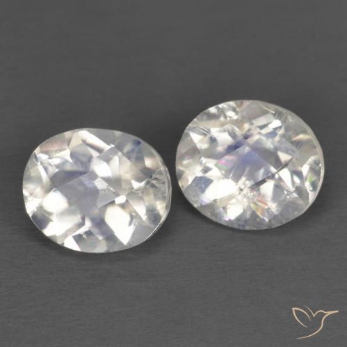 2.43ctw Natural Blanco azulado Piedra lunar arcoíris, Ovalada, Transparente
