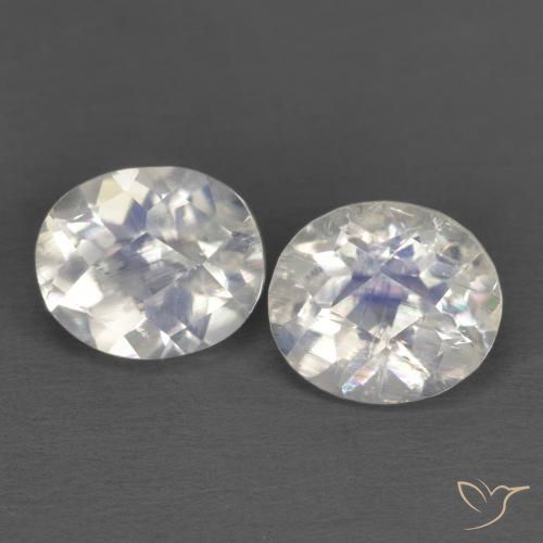 Gemas de Piedra lunar arcoíris Blanco azulado natural de 2.43 ct, Ovalada, Transparente