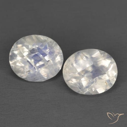 2.29ctw Natural Blanco azulado Piedra lunar arcoíris, Ovalada, Transparente