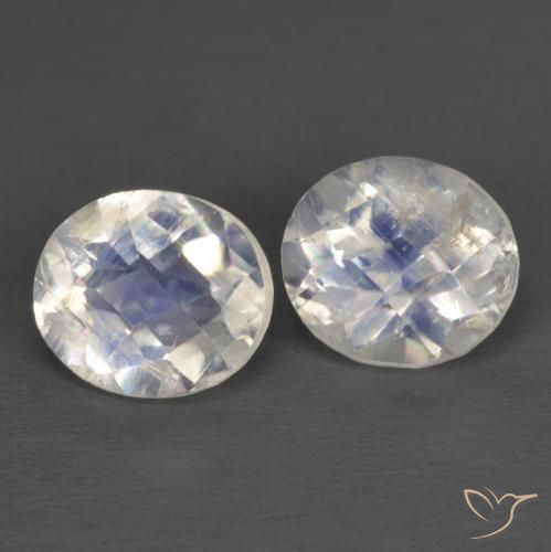 2.36ctw Natural Blanco azulado Piedra lunar arcoíris, Ovalada, Transparente