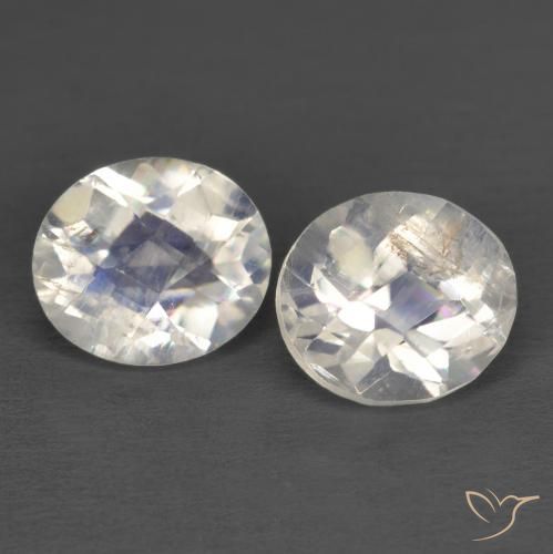 Gemas de Piedra lunar arcoíris Blanco azulado natural de 2.36 ct, Ovalada, Transparente