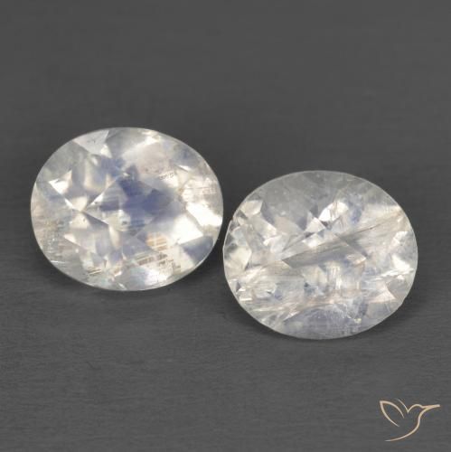 2.33ctw Natural Blanco azulado Piedra lunar arcoíris, Ovalada, Transparente