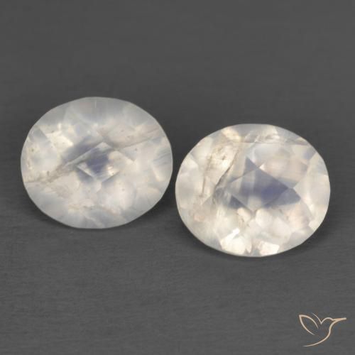 2.30ctw Natural Blanco azulado Piedra lunar arcoíris, Ovalada, Transparente