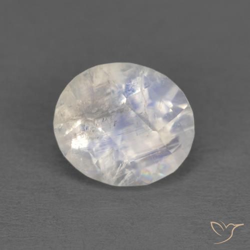 1.21ct Natural Blanco azulado Piedra lunar arcoíris, Ovalada, Transparente
