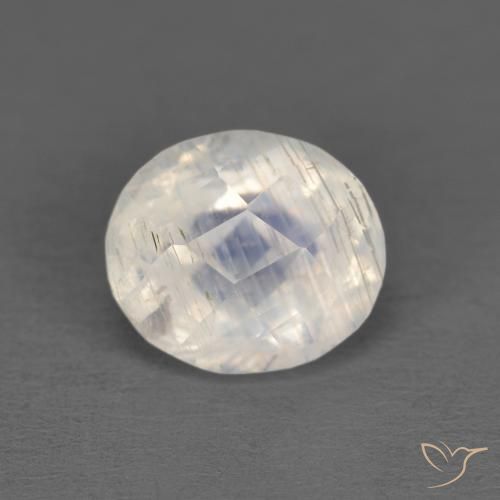 1.25ct Natural Blanco azulado Piedra lunar arcoíris, Ovalada, Transparente