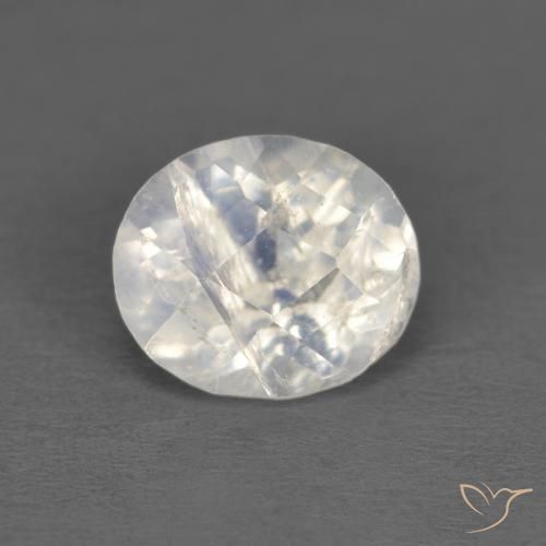 1.09ct Natural Blanco azulado Piedra lunar arcoíris, Ovalada, Transparente