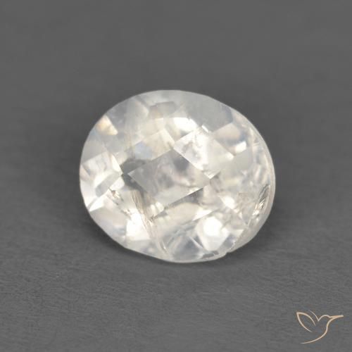 Piedra lunar arcoíris Blanco azulado natural de 1.09 ct, Ovalada, Transparente