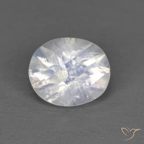 1.02ct Natural Blanco azulado Piedra lunar arcoíris, Ovalada, Transparente