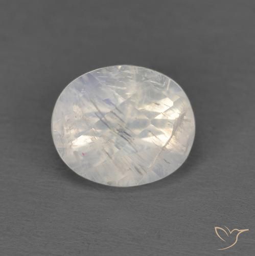 1.04ct Natural Blanco azulado Piedra lunar arcoíris, Ovalada, Transparente