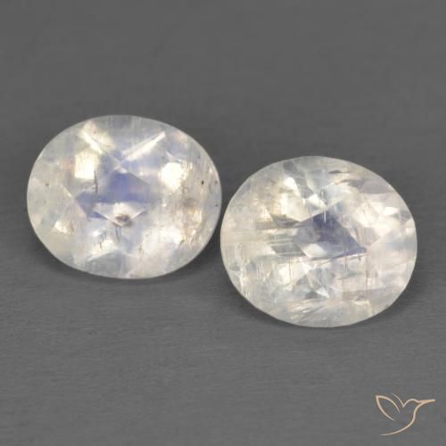 2.19ctw Natural Blanco azulado Piedra lunar arcoíris, Ovalada, Transparente
