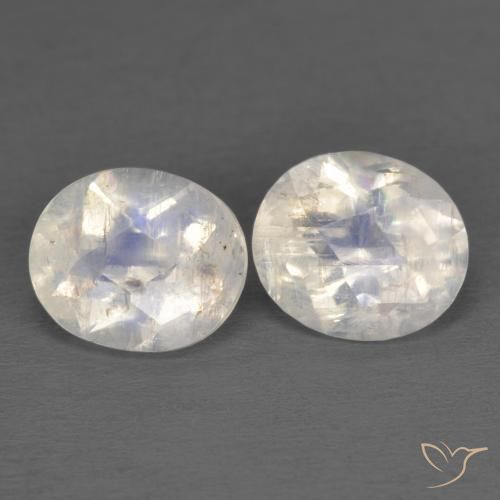 Gemas de Piedra lunar arcoíris Blanco azulado natural de 2.19 ct, Ovalada, Transparente