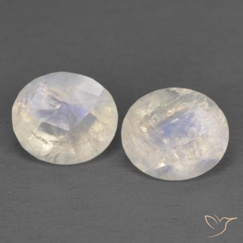 2.39ctw Natural Blanco azulado Piedra lunar arcoíris, Ovalada, Transparente