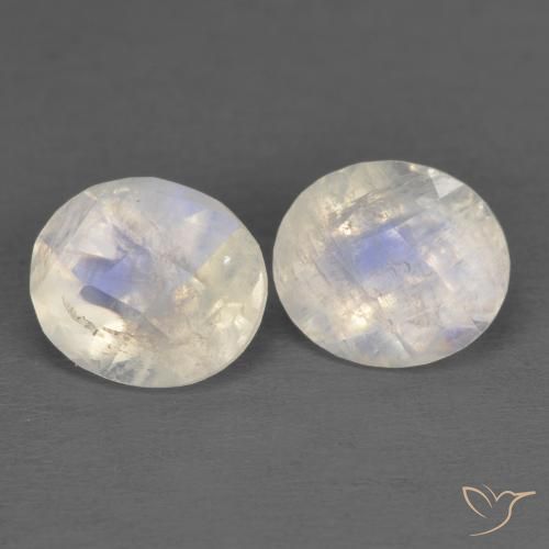 Gemas de Piedra lunar arcoíris Blanco azulado natural de 2.39 ct, Ovalada, Transparente