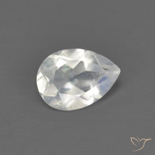 0.65ct Natural Blanco azulado Piedra lunar arcoíris, En forma de pera, Transparente