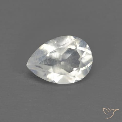 Piedra lunar arcoíris Blanco azulado natural de 0.65 ct, En forma de pera, Transparente
