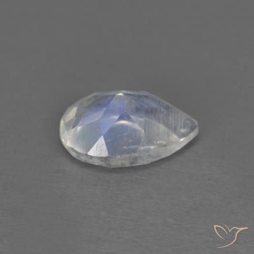 Piedra lunar arcoíris Blanco azulado natural de 0.65 ct, En forma de pera, Transparente