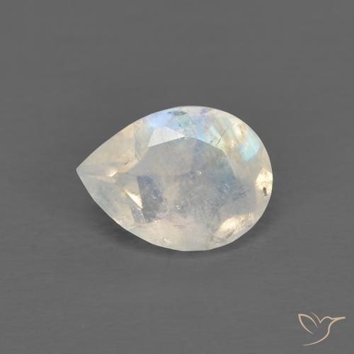 0.66ct Natural Blanco azulado Piedra lunar arcoíris, En forma de pera, Transparente