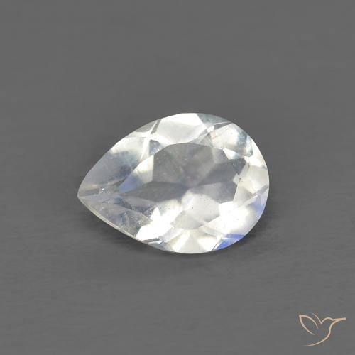 0.64ct Natural Blanco azulado Piedra lunar arcoíris, En forma de pera, Transparente